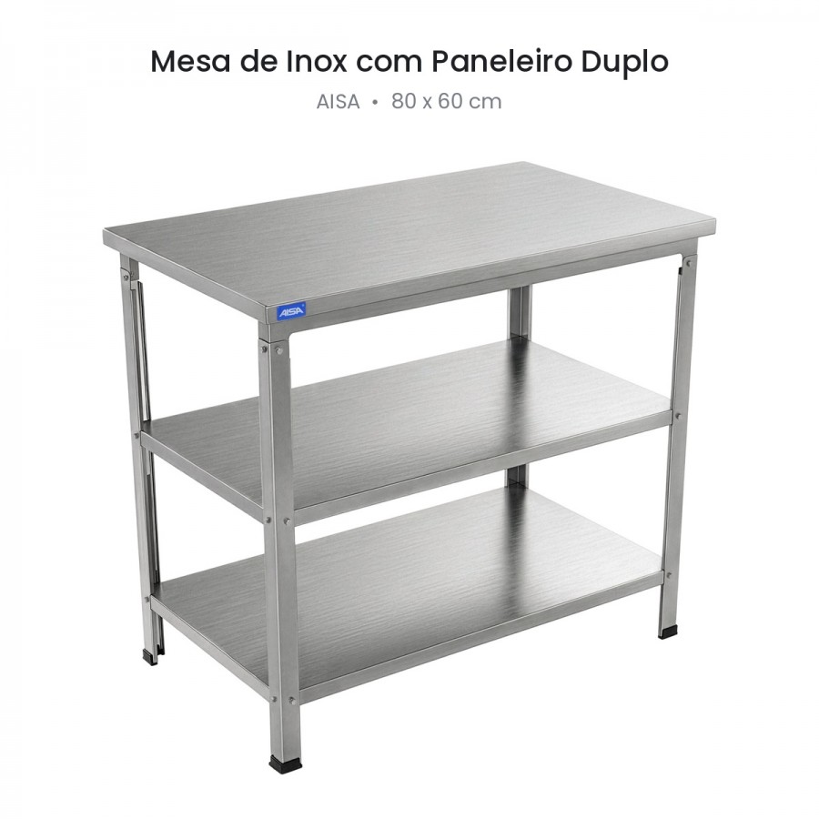 Mesa de Inox Paneleiro Duplo 60 x 80 Aisa